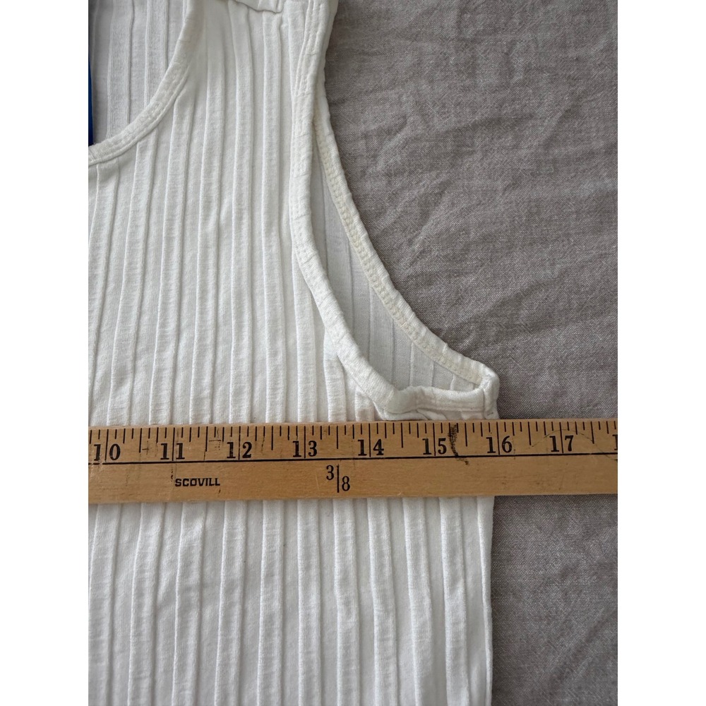 Simon Miller Aukai Tank Top Womens White Ribbed Crew Neck Side Slit Small - Picture 6 of 7